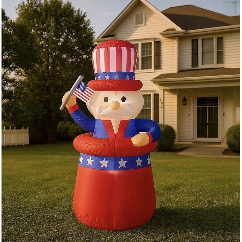 Uncle Sam 7 ft Airblown Yard Inflatable Blowup Patriotic 4th Of July USA NEW